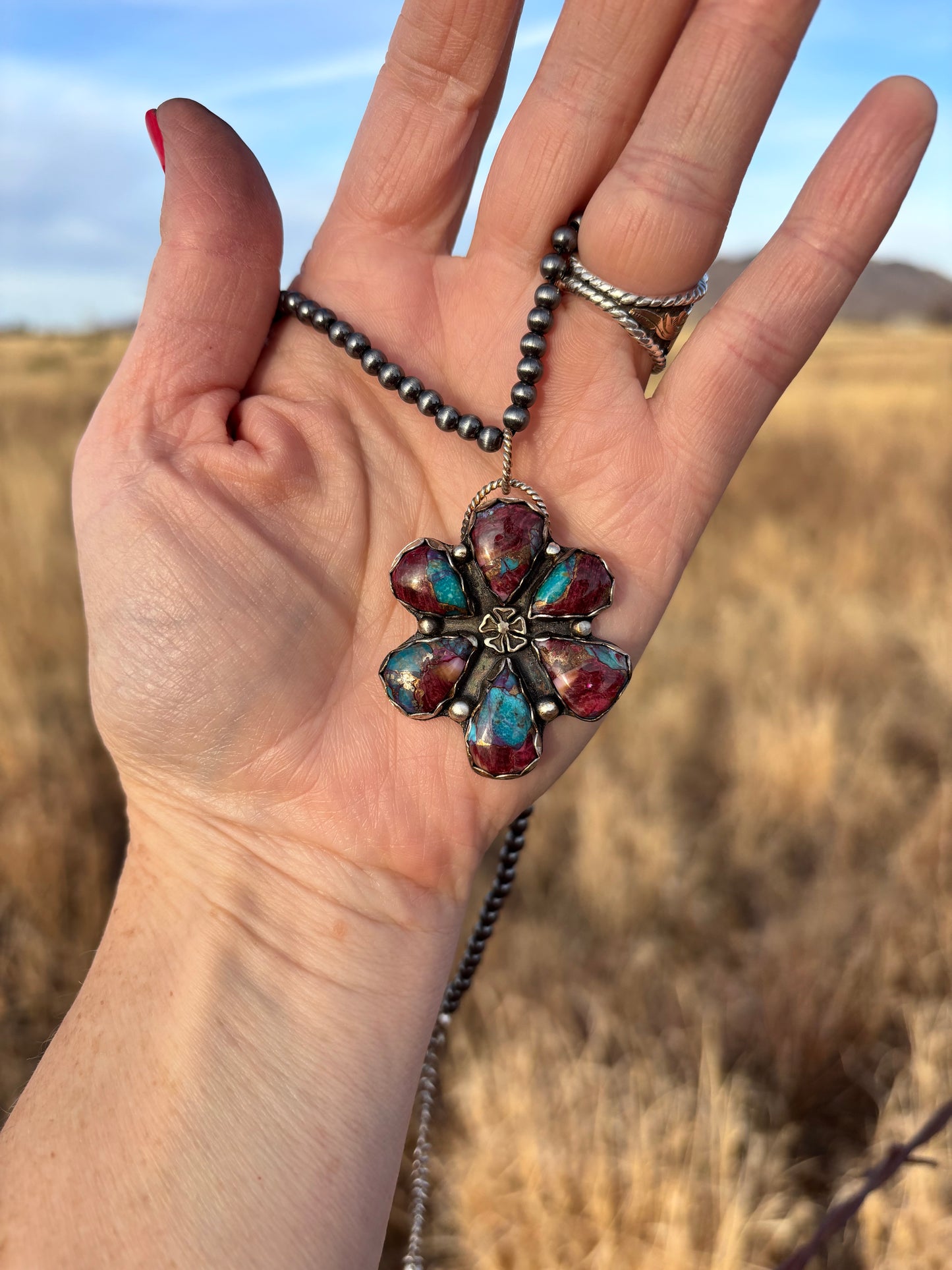 Pink Mohave Flower Pendant